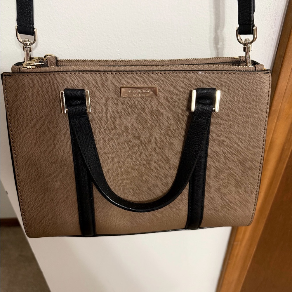 kate spade Taupe Crossbody Bag with Black Trim